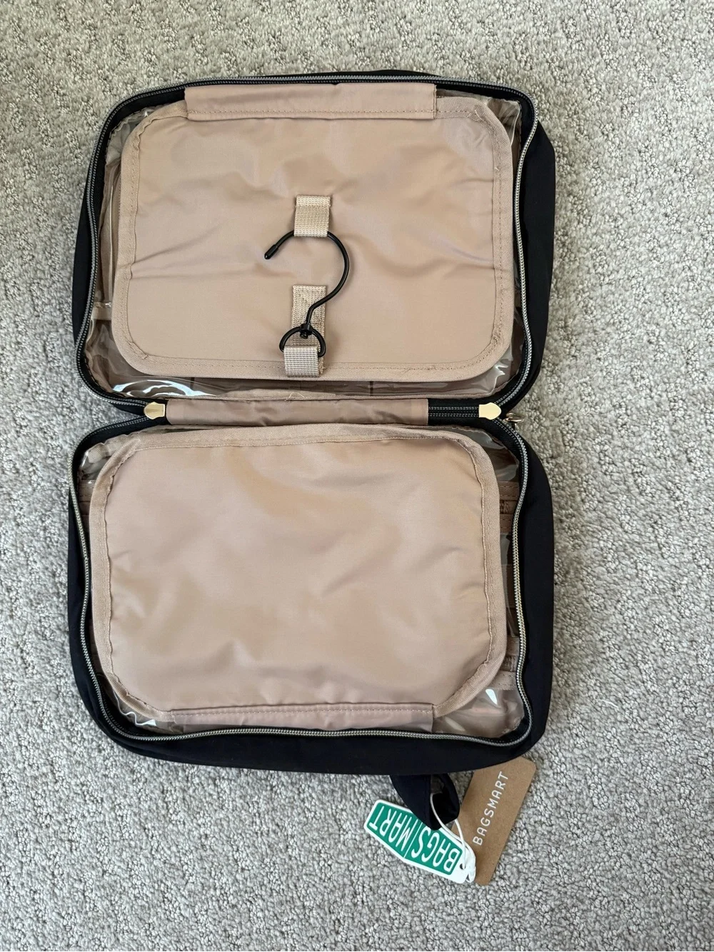 BAGSMART Black Quilted Cosmetic Travel Case with Gold Accents